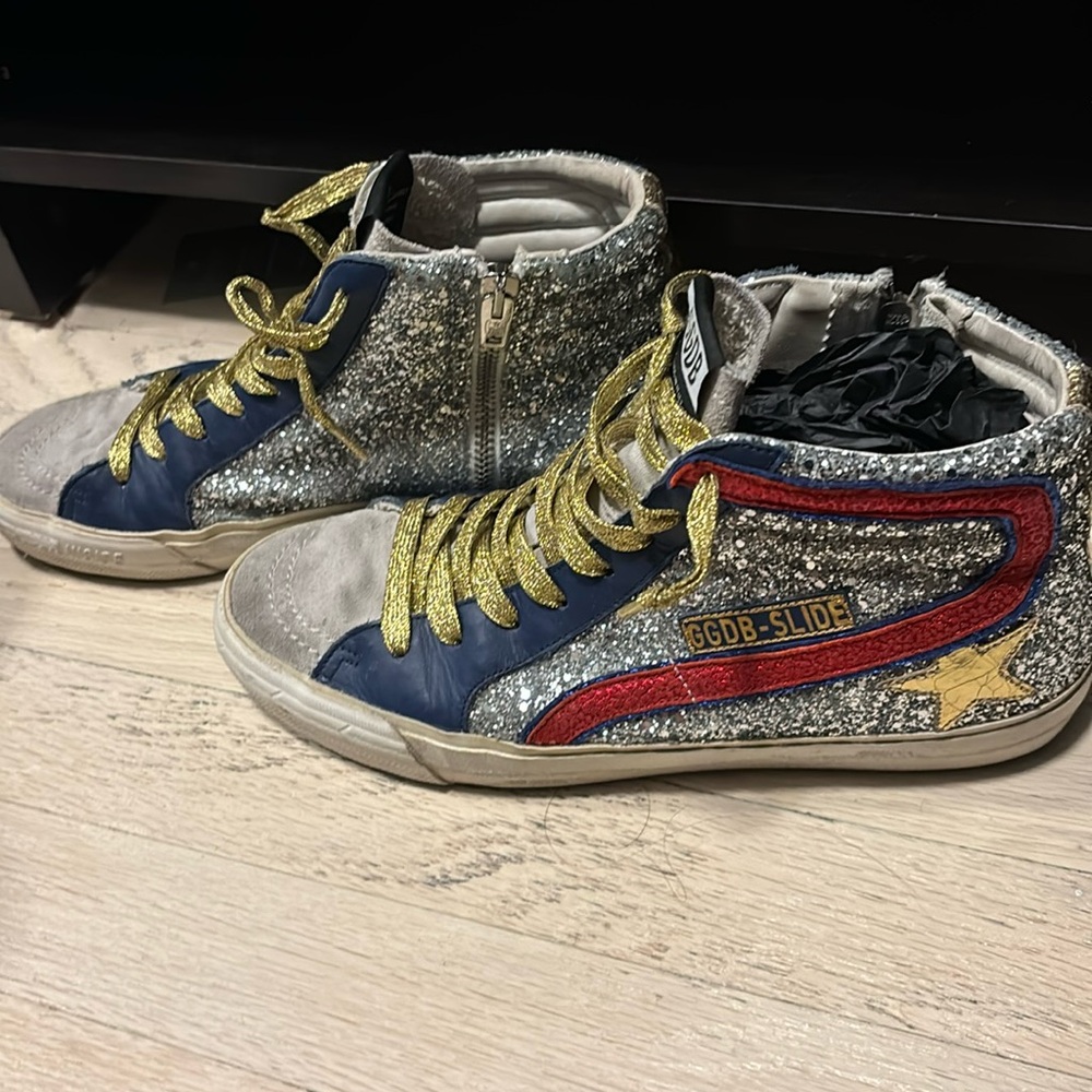 Barely worn Golden goose glitter high top sneaker
